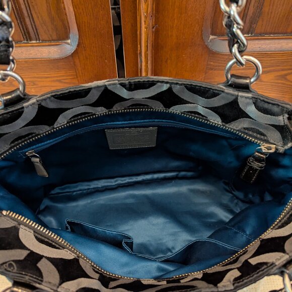 Coach Black & Gray Signature Sateen Madison Tote 20483 - Picture 11 of 12